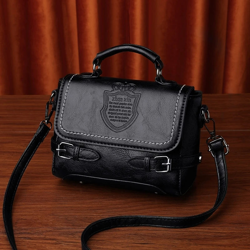 Vintage Small Square Shoulder Bag Women PU Leather Crossbody Bag