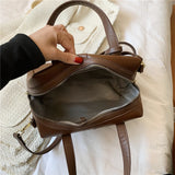 Vintage Small Tote Handbags For Women Double Zipper Ladies Shoulder Bag