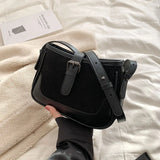 Vintage Small Nubuck Leather Shoulder Bag for Women