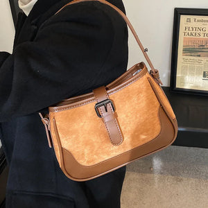 Vintage Small Nubuck Leather Shoulder Bag for Women