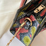 Vintage Snake Print Mini Shoulder Bag for Women PU Leisure Chain Bag
