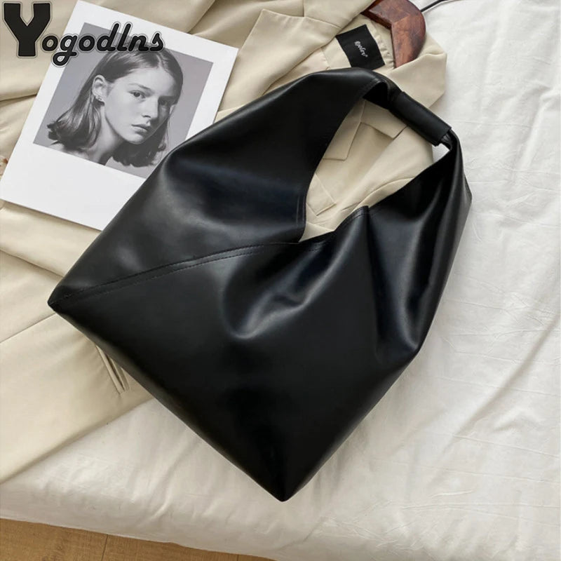 Vintage Leather Hobo Shoulder Bag Large Capacity Tote for Women