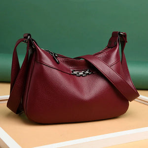 Vintage Soft Leather Shoulder Bag for Middle-aged Women