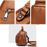Vintage Soft Leather Shoulder Bag for Women Large Capacity Female Handbag