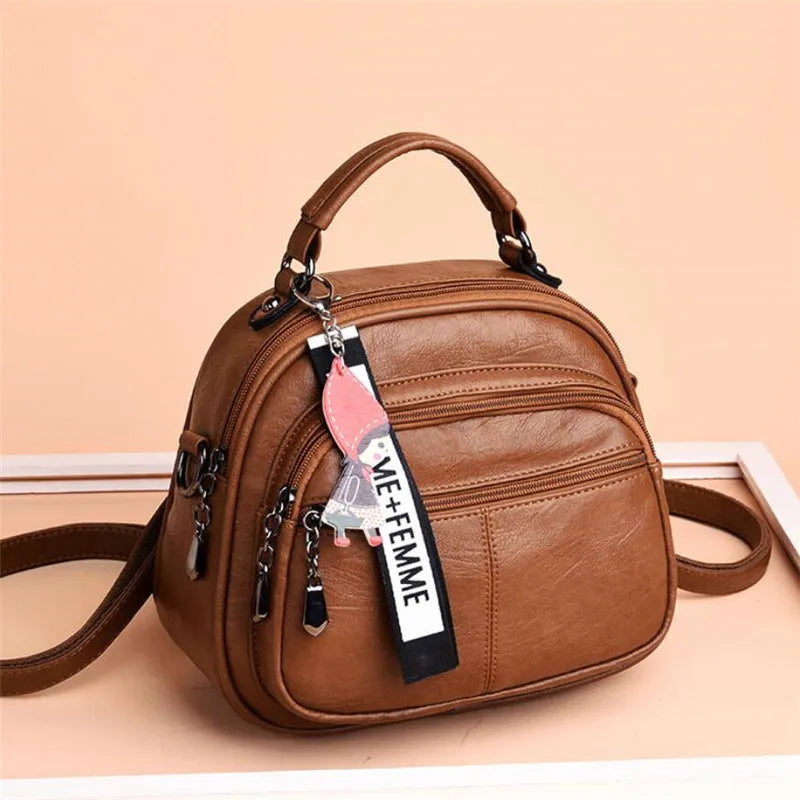 Vintage Soft Leather Shoulder Bag for Women Large Capacity Female Handbag