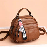 Vintage Soft Leather Shoulder Bag for Women Large Capacity Female Handbag