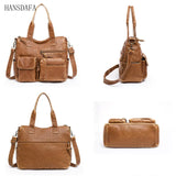 Vintage Leather Shoulder Crossbody Bag for Women Rivet Handbag Large Messenger T