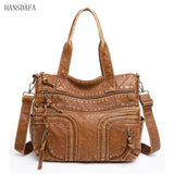 Vintage Leather Shoulder Crossbody Bag for Women Rivet Handbag Large Messenger T