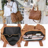 Vintage Leather Shoulder Crossbody Bag for Women Rivet Handbag Large Messenger T