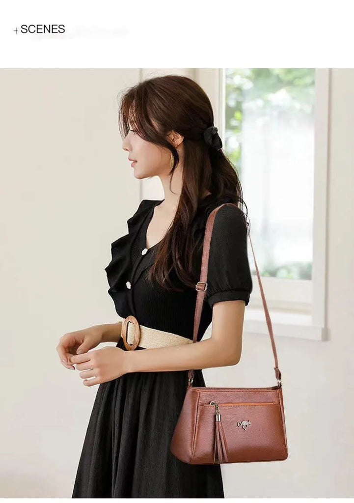 Vintage Soft Leather Women Shoulder Bags Handbags Commuter Bag