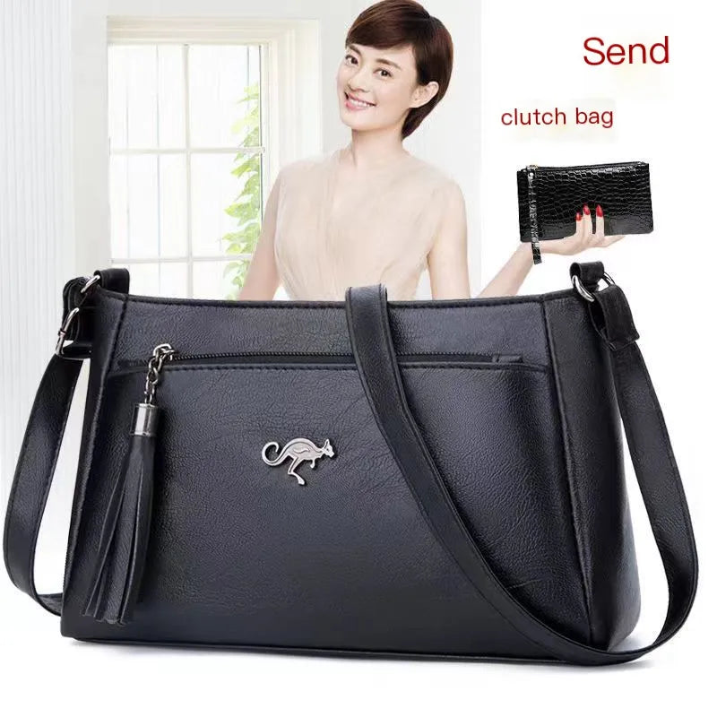 Vintage Soft Leather Women Shoulder Bags Handbags Commuter Bag
