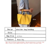 Vintage Soft Leather Women's Handbags Ladies Yellow Large Capacity Tote