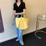 Vintage Soft Leather Women's Handbags Ladies Yellow Large Capacity Tote