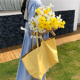 Vintage Soft Leather Women's Handbags Ladies Yellow Large Capacity Tote