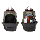 Vintage PU Leather Backpack Large Capacity School Bag Multifunction Anti-theft