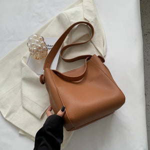 Vintage Soft PU Leather Bucket Crossbody Bags for Women