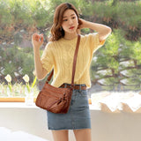 Vintage Soft PU Leather Purses Women Purse Multi-pockets Messenger Bag