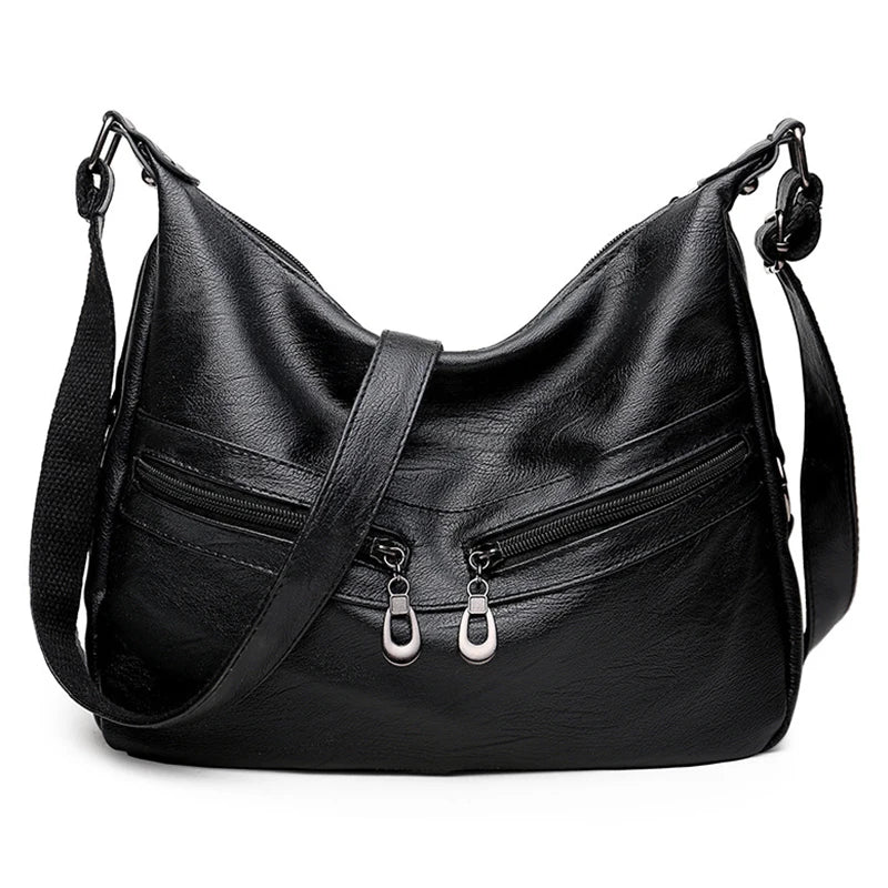 Vintage Soft PU Leather Shoulder Bag Women Crossbody Bag Large Capacity Handbag