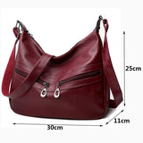 Vintage Soft PU Leather Shoulder Bag Women Crossbody Bag Large Capacity Handbag