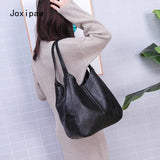Vintage PU Leather Shoulder Bag for Women Large Capacity Tote Bag