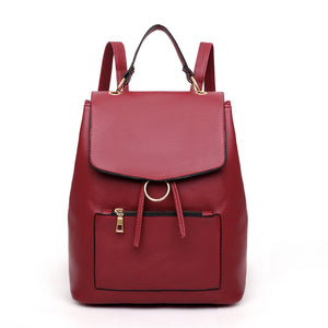 Vintage Solid PU Leather Backpacks for Women