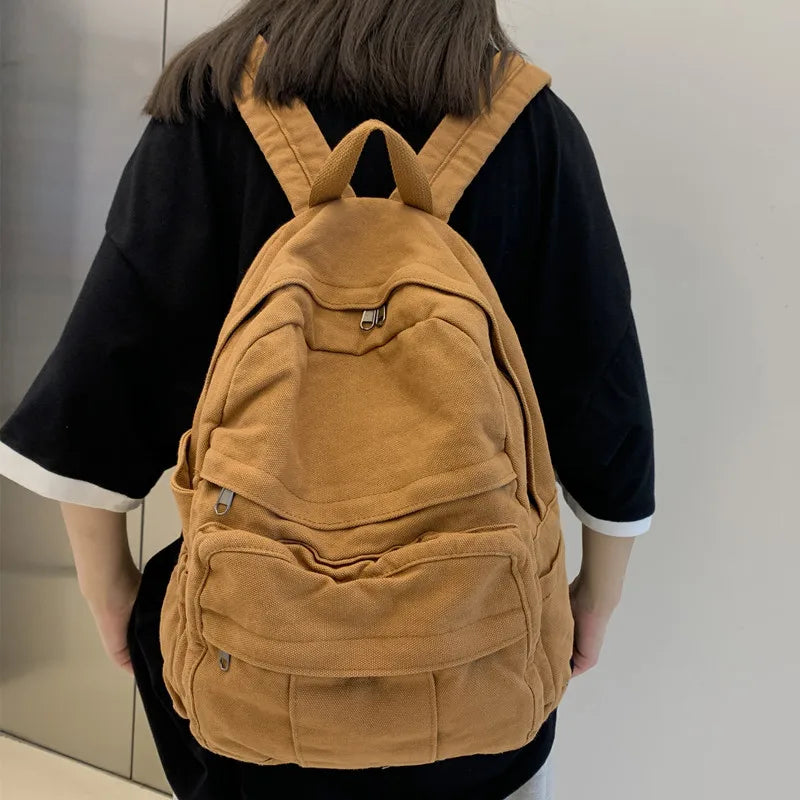 Vintage Canvas Women's Backpack Large Students School Bag Girls Travel