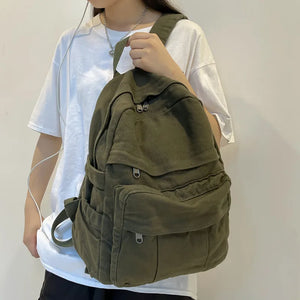 Vintage Canvas Women's Backpack Large Students School Bag Girls Travel