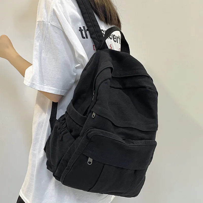 Vintage Canvas Women's Backpack Large Students School Bag Girls Travel