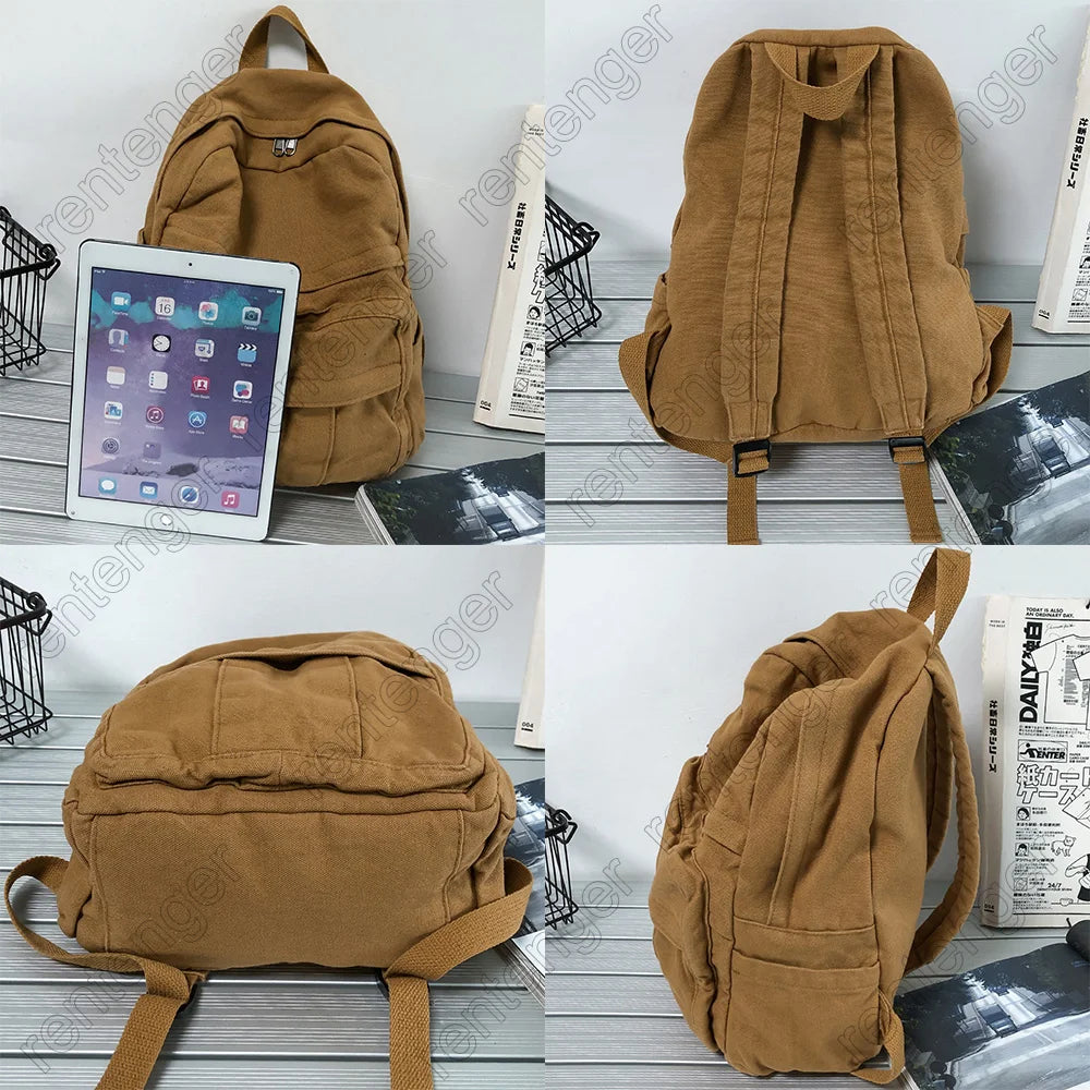 Vintage Canvas Women's Backpack Large Students School Bag Girls Travel