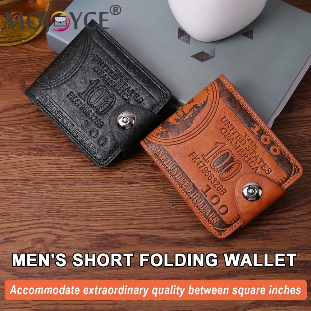 Vintage Men's Bifold Mini Wallet PU Leather Zip Money Bag