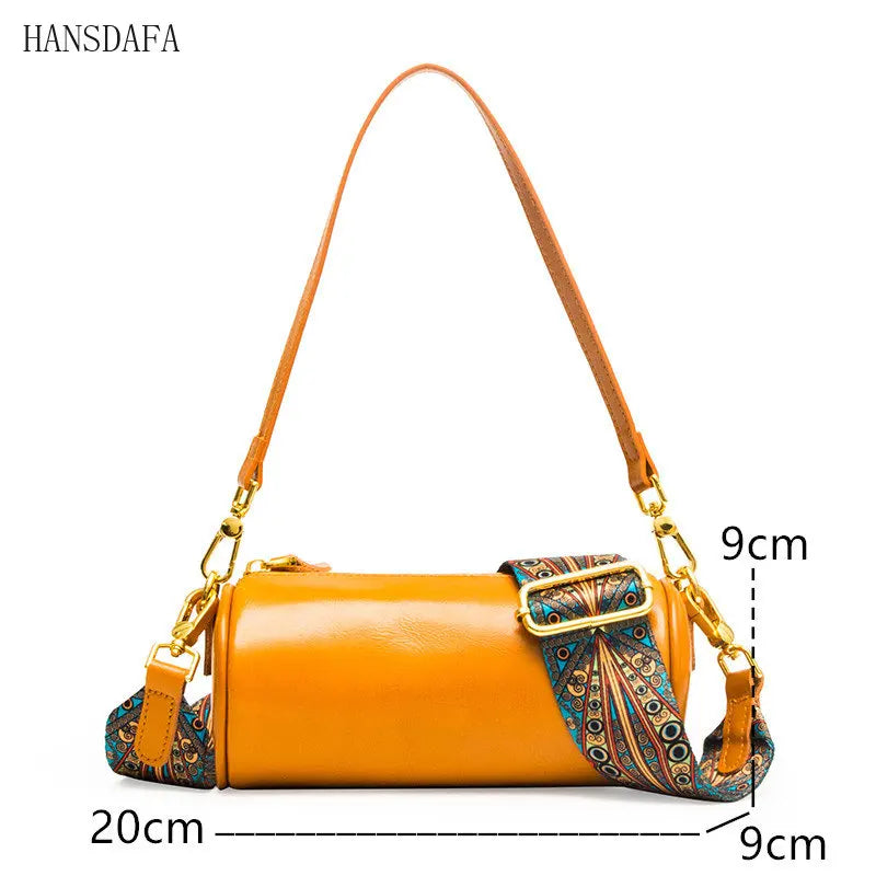 Vintage Solid Leather Small Ladies Handbag Shoulder Messenger Bags for Women