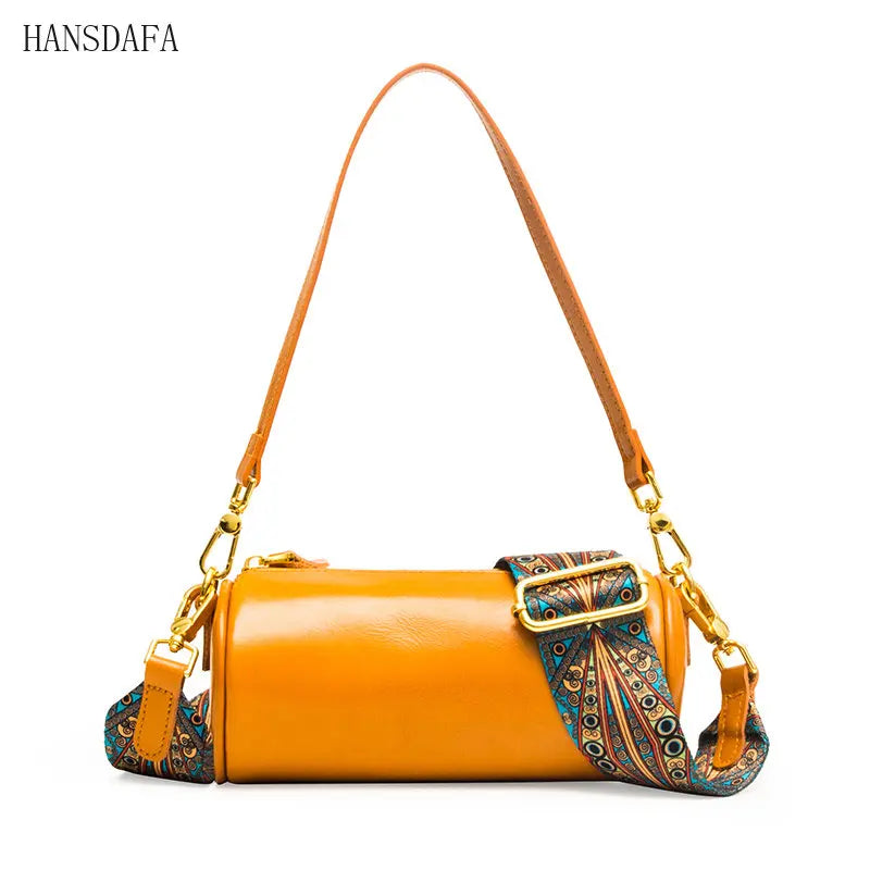 Vintage Solid Leather Small Ladies Handbag Shoulder Messenger Bags for Women