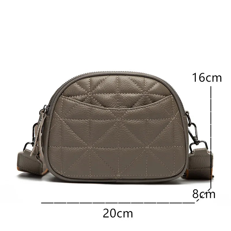 Vintage Solid Leather Shoulder Crossbody Bag for Women