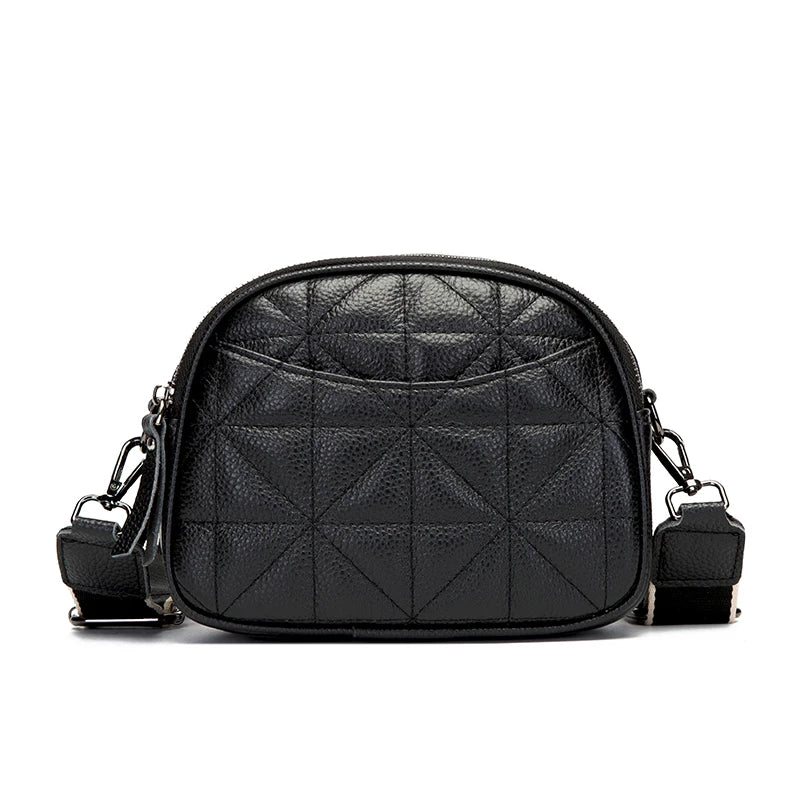 Vintage Solid Leather Shoulder Crossbody Bag for Women