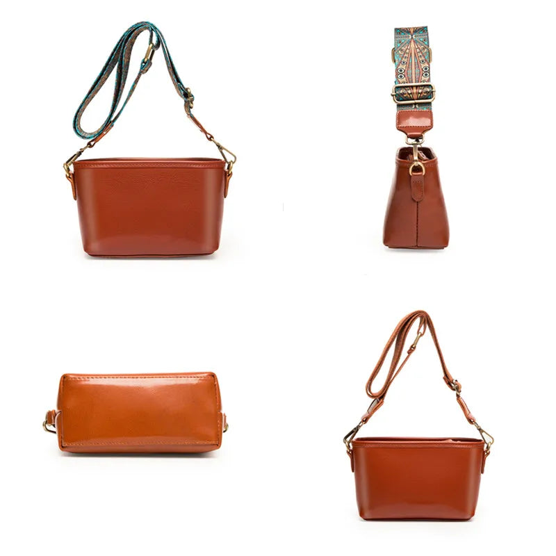 Vintage Cow Leather Small Shoulder Crossbody Bag for Women