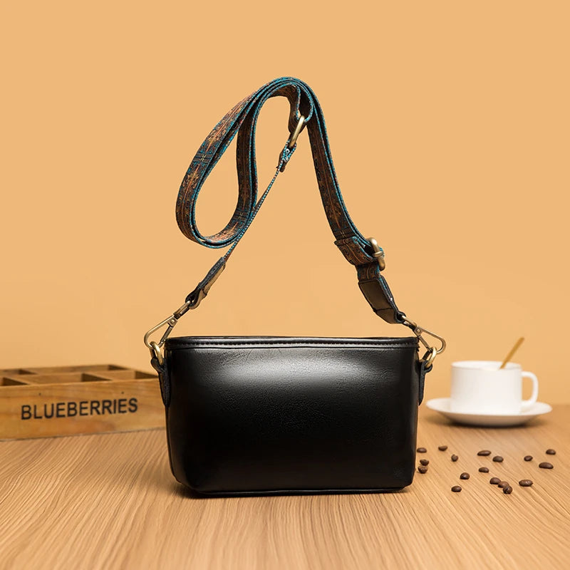 Vintage Cow Leather Small Shoulder Crossbody Bag for Women