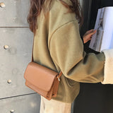 Vintage Leather Crossbody Bag For Women Casual Purses Small Shoulder Bag