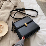 Vintage Solid Leather Crossbody Bag for Women Shoulder Messenger Bag