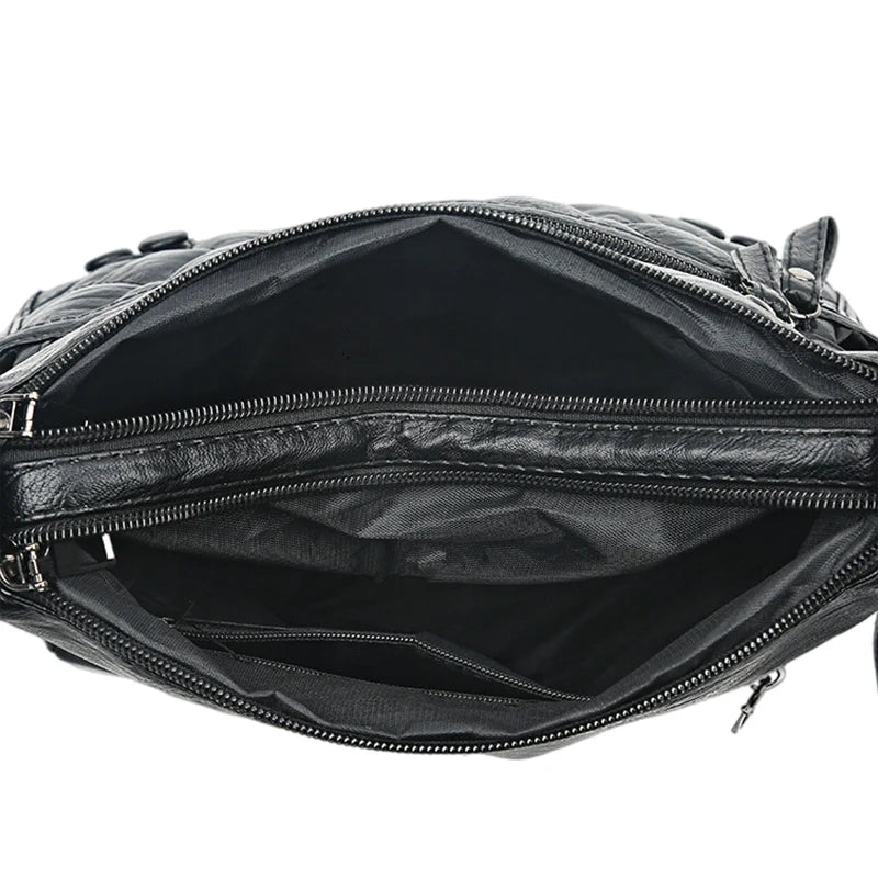 Vintage Leather Shoulder Bag Diamond Lattice Crossbody Purse