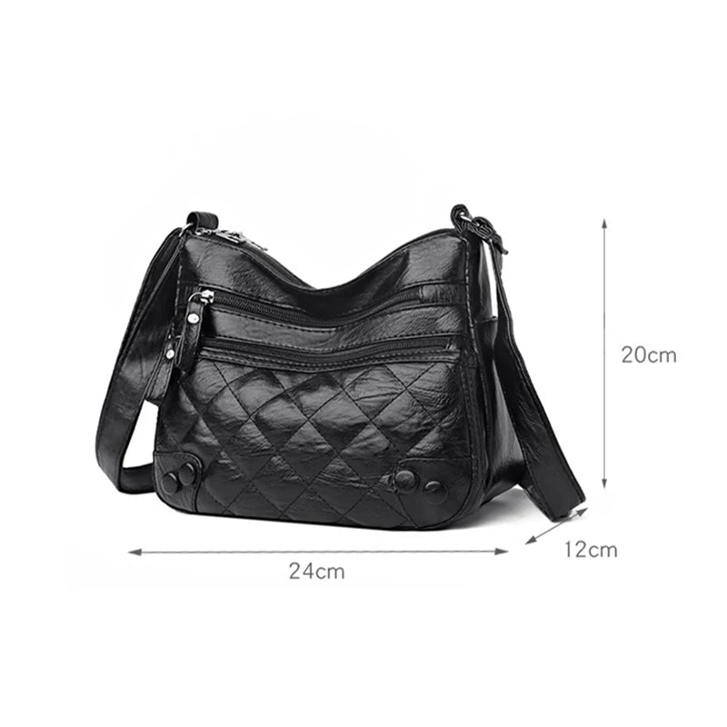 Vintage Leather Shoulder Bag Diamond Lattice Crossbody Purse