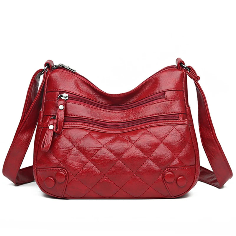 Vintage Leather Shoulder Bag Diamond Lattice Crossbody Purse