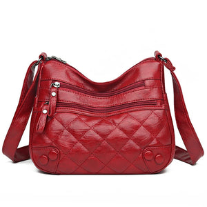 Vintage Leather Shoulder Bag Diamond Lattice Crossbody Purse