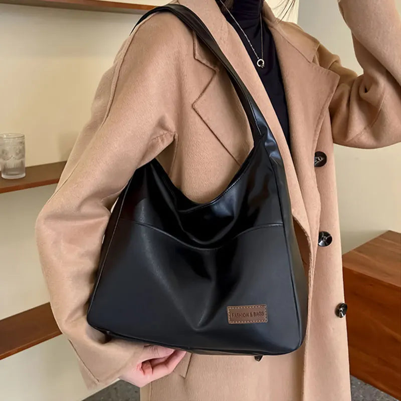 Vintage PU Leather Shoulder Tote Bag For Women Hasp Handbag
