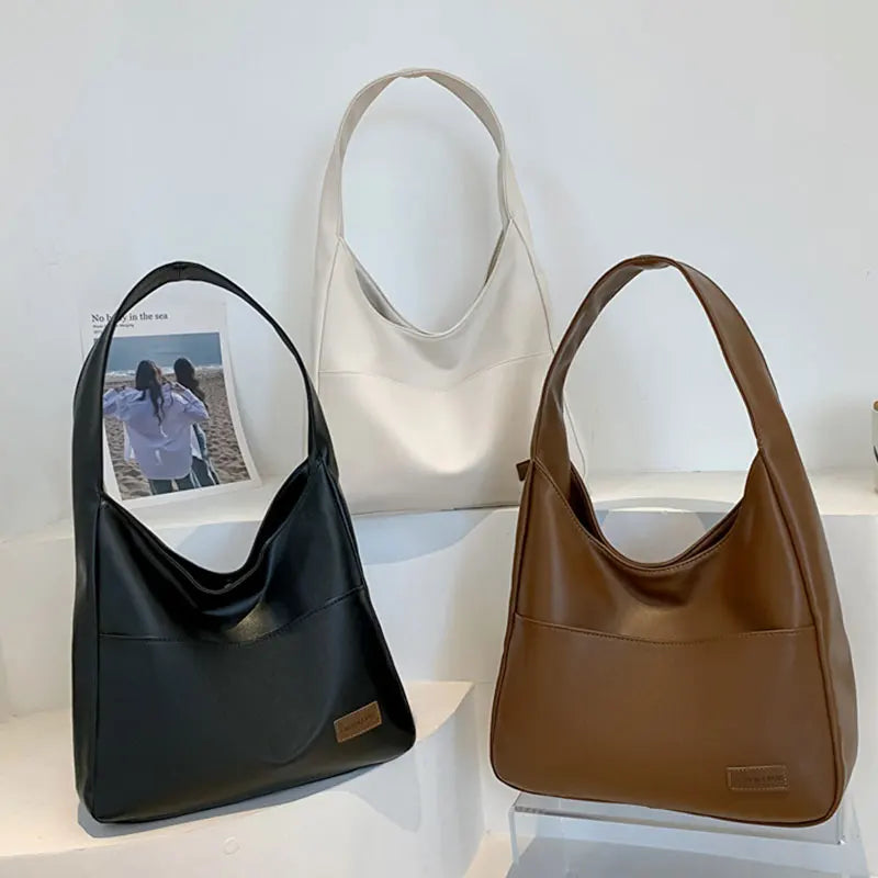 Vintage PU Leather Shoulder Tote Bag For Women Hasp Handbag