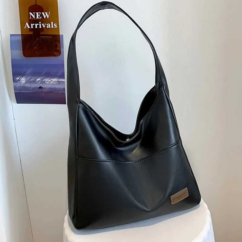 Vintage PU Leather Shoulder Tote Bag For Women Hasp Handbag