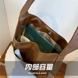 Vintage PU Leather Shoulder Tote Bag For Women Hasp Handbag