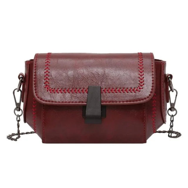 Vintage PU Leather Shoulder Messenger Bag Chain Crossbody