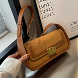 Vintage Nubuck Leather Shoulder Bag for Women Winter Handbag