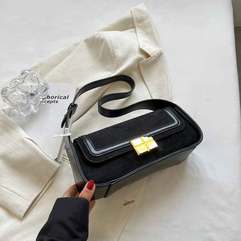 Vintage Nubuck Leather Shoulder Bag for Women Winter Handbag