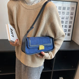 Vintage Nubuck Leather Shoulder Bag for Women Winter Handbag